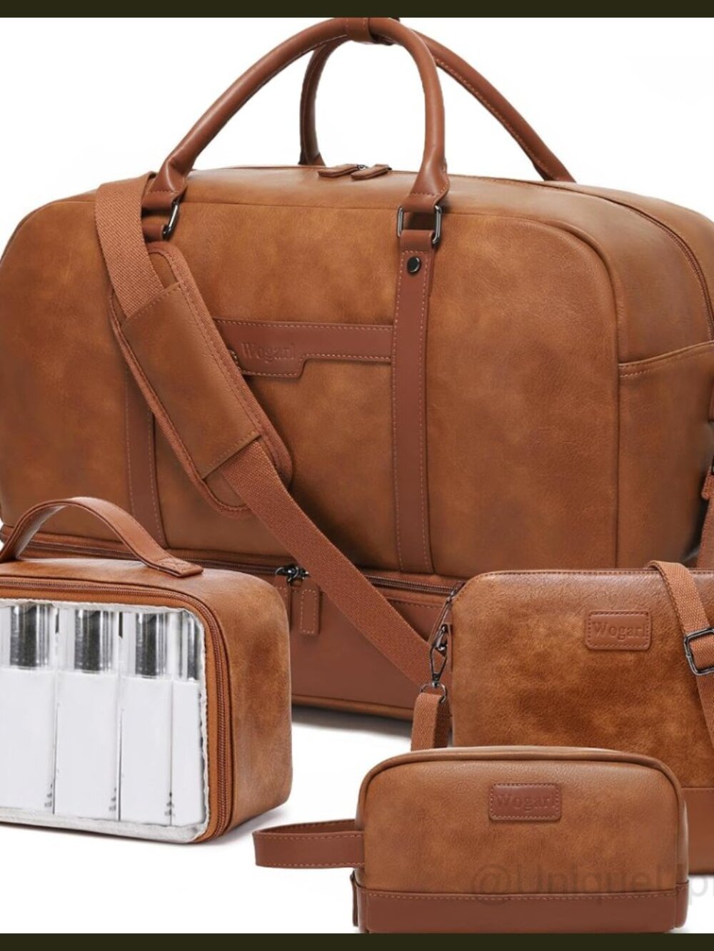 Waterproof Faux Leather 4-in-1 Weekender Travel Duffel Bag with Shoe Compartment